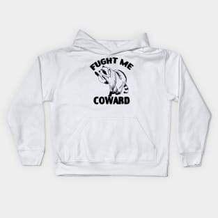 Fight Me Coward Funny Raccoon Kids Hoodie